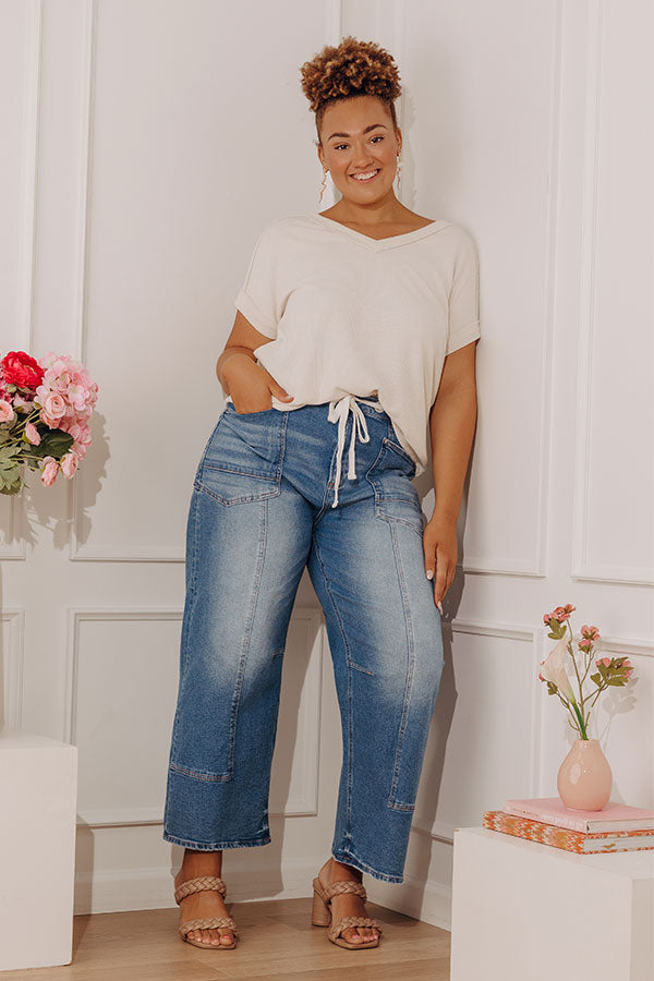 RISEN Calvin Midrise Barrel Leg Jean Curves Image - 1