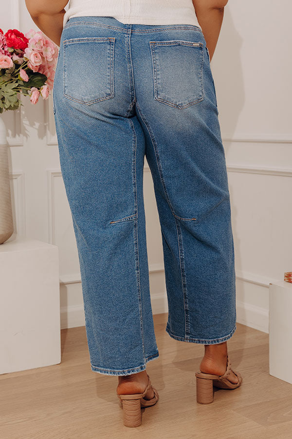 RISEN Calvin Midrise Barrel Leg Jean Curves Image - 4