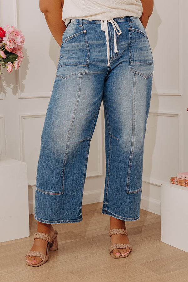 RISEN Calvin Midrise Barrel Leg Jean Curves Image - 2
