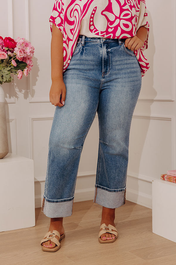 RISEN Kristy High Waist Straight Leg Jean in Medium Wash Curves