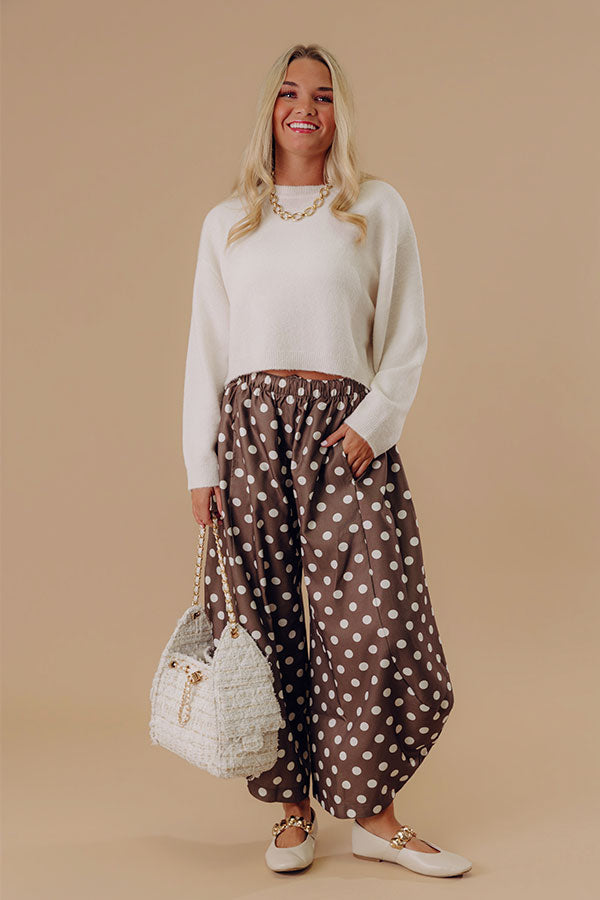 The Rowena Midrise Polka Dot Barrel Leg Pants in Martini Olive Image - 1