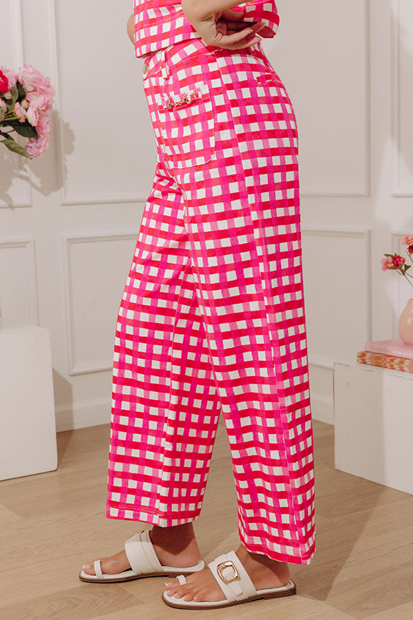 Park Avenue Poise High Waist Gingham Wide Leg Pants Image - 3