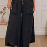 The Odette High Waist Gauze Wide Leg Pants in Dark Charcoal Image - 1