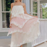 Moonlit Romance Tiered Lace Trim Midi Dress Image - 1