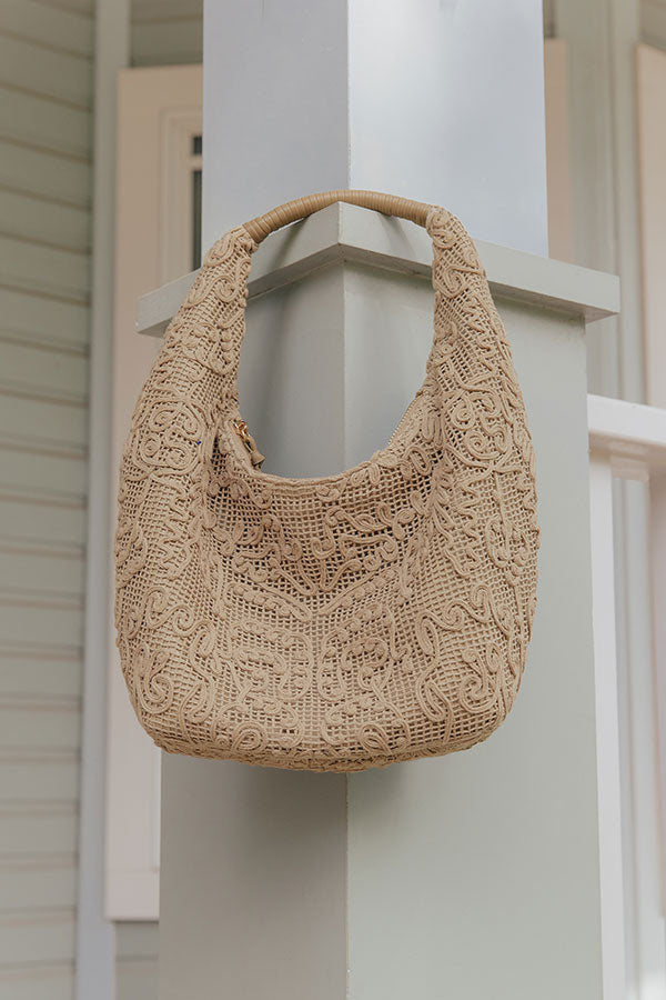 Micah Lace Hobo Bag in Taupe