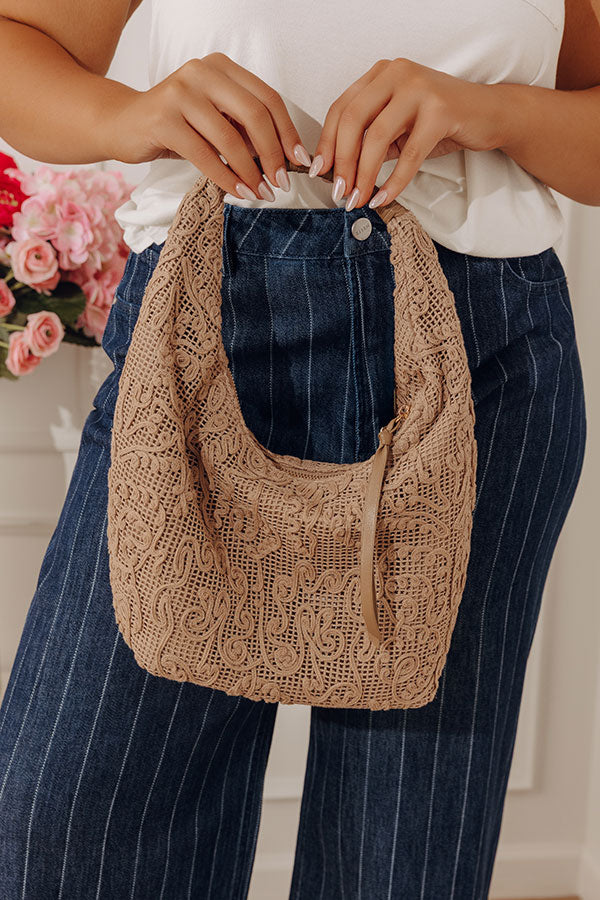 Micah Lace Hobo Bag in Taupe