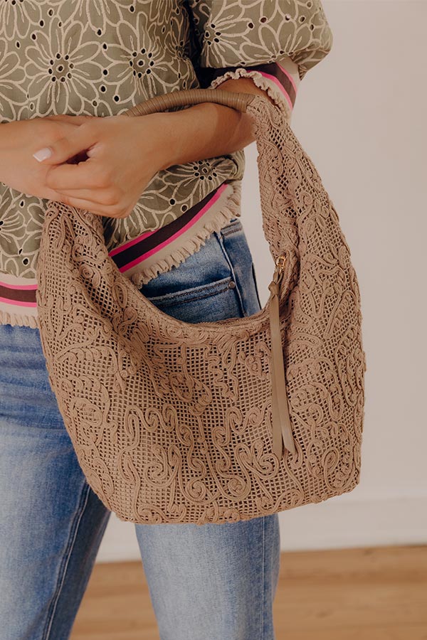 Micah Lace Hobo Bag in Taupe