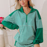 Boardwalk Breeze Stripe Quarter Zip Sweater in Green Image - 1