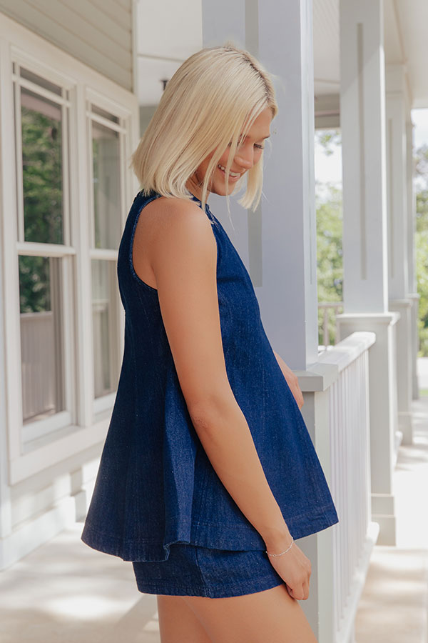 Denim Daydream A-Line Top in Dark Wash Image - 2