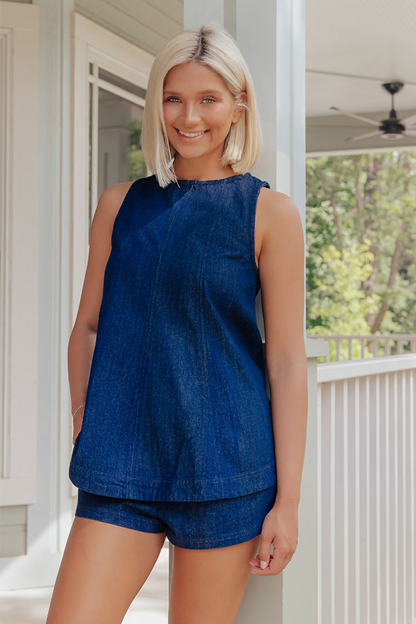 Denim Daydream A-Line Top in Dark Wash Image - 1