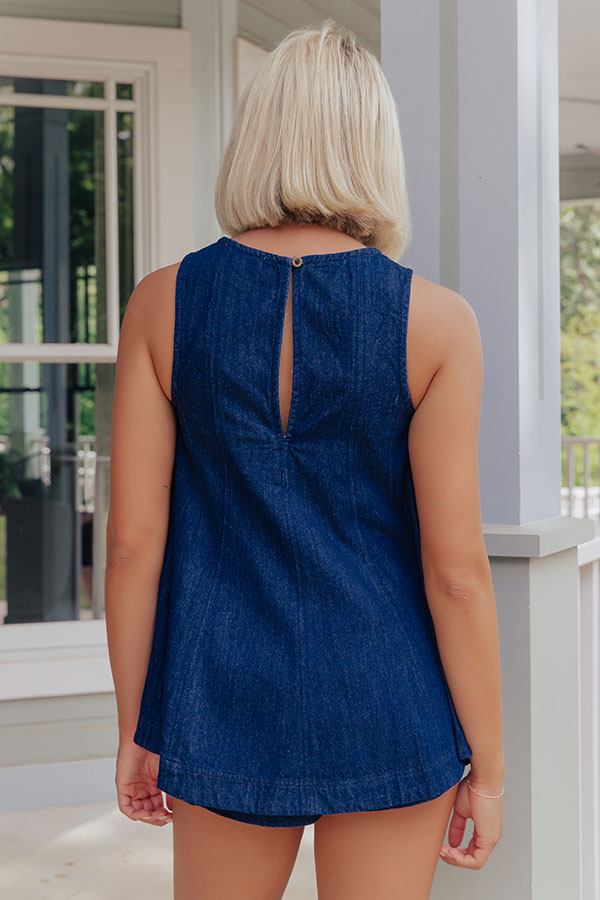 Denim Daydream A-Line Top in Dark Wash Image - 3
