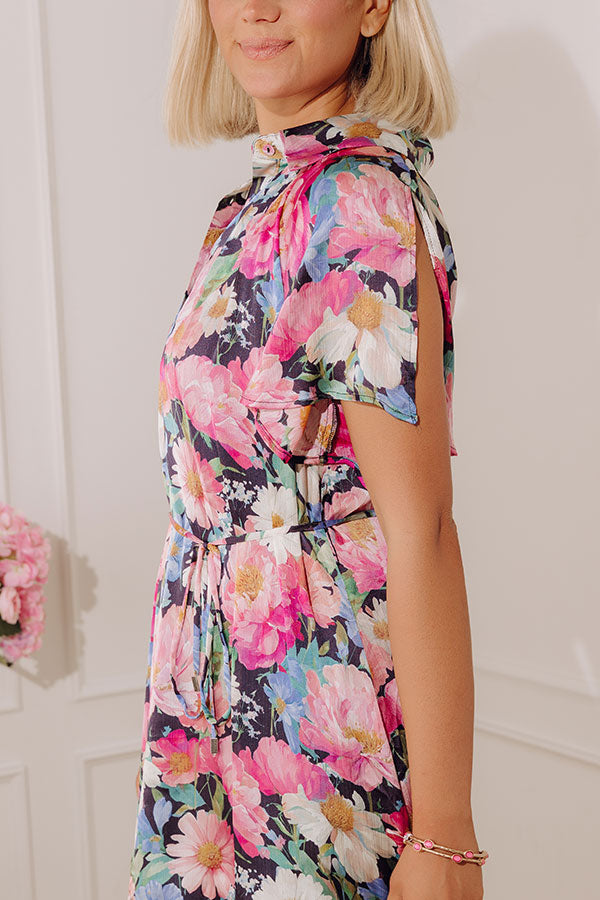 Botanical Daydream Satin Mini Dress in Pink Image - 5