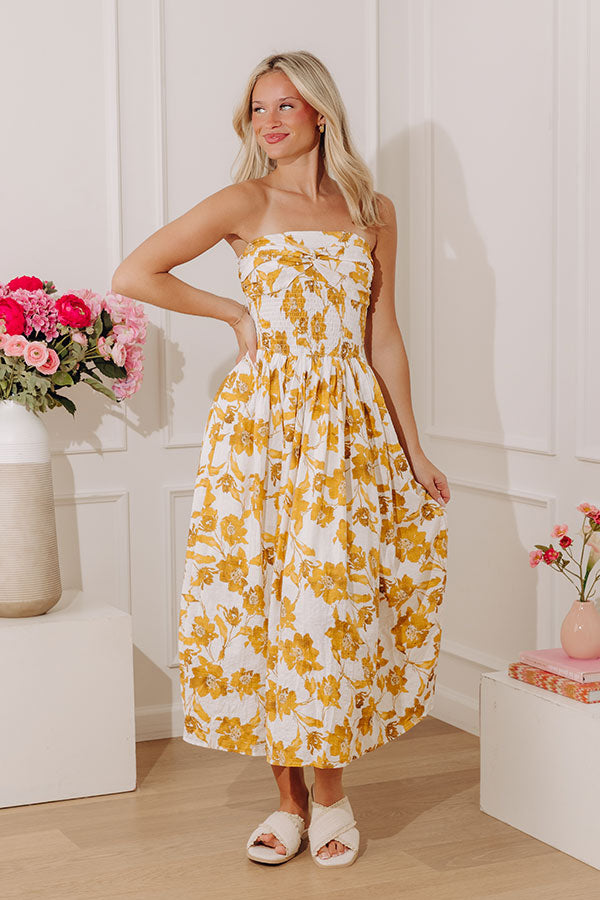 Wildflower Escape Midi Dress in Mustard Image - 2