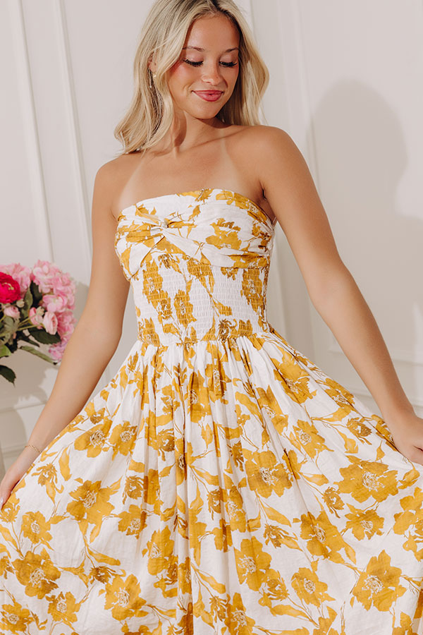 Wildflower Escape Midi Dress in Mustard Image - 5