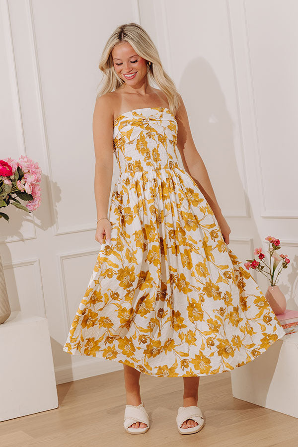 Wildflower Escape Midi Dress in Mustard Image - 1