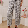 The Callie High Waist Checkered Barrel Leg Pants in Black Image - 1