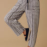 The Callie High Waist Checkered Barrel Leg Pants in Black Image - 1