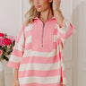 Playful Charm Quarter Zip Stripe Terry Top Image - 1