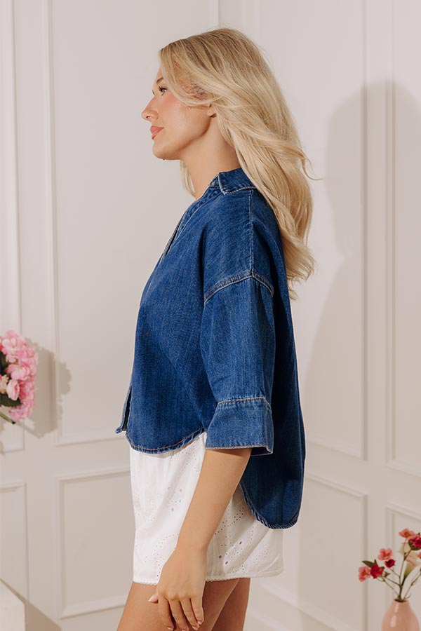 Cosmos at the Beach House Denim Top Image - 2