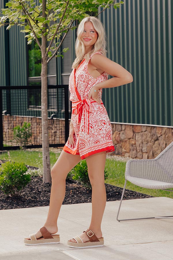 Cozumel Trip Linen-Blend Wrap Romper Image - 3