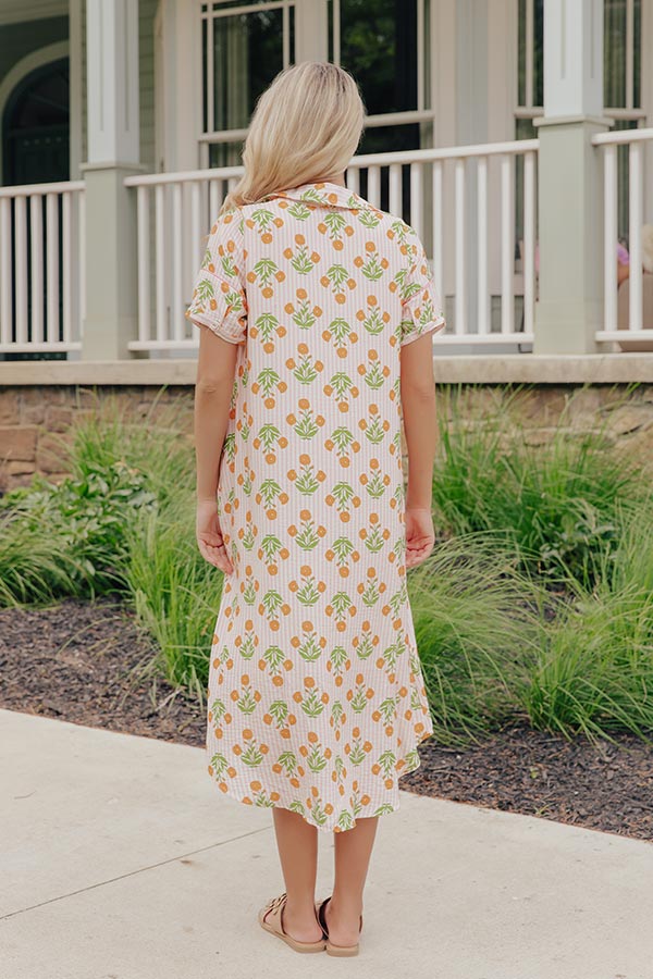 Marigold Fields Stripe Button Down Midi Dress Image - 4