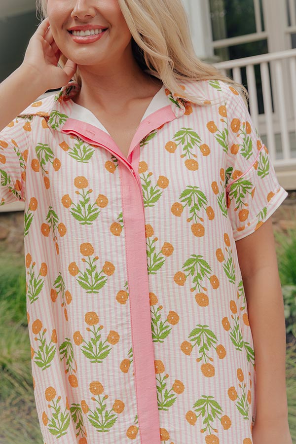 Marigold Fields Stripe Button Down Midi Dress Image - 5