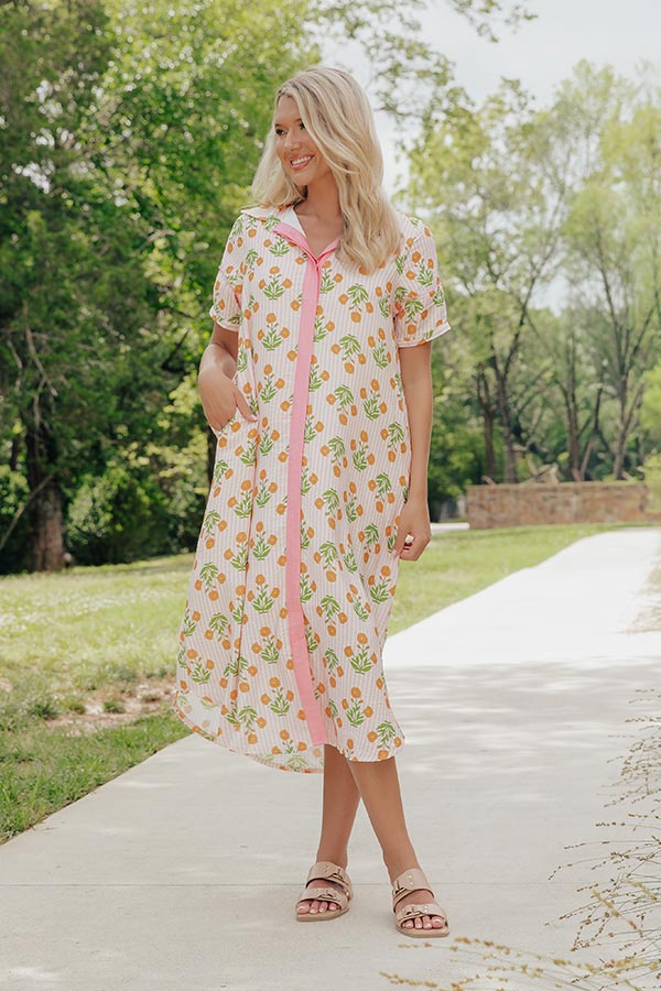 Marigold Fields Stripe Button Down Midi Dress Image - 1