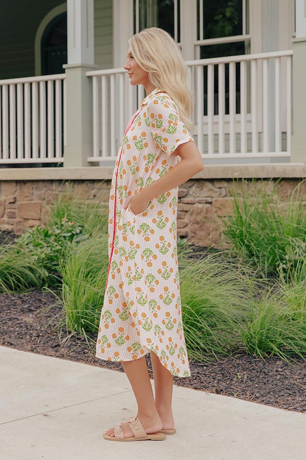 Marigold Fields Stripe Button Down Midi Dress Image - 3