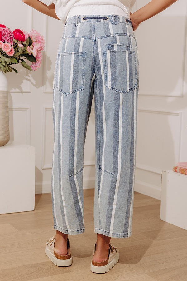 The Odelia Midrise Stripe Barrel Leg Jean Image - 4