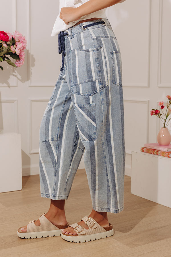 The Odelia Midrise Stripe Barrel Leg Jean Image - 3