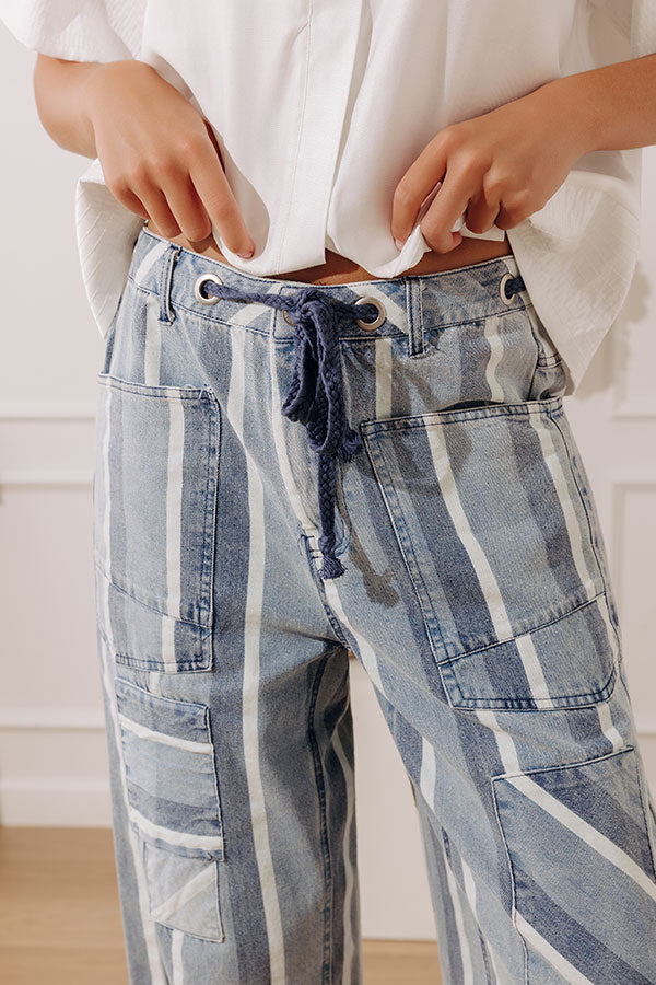 The Odelia Midrise Stripe Barrel Leg Jean Image - 2