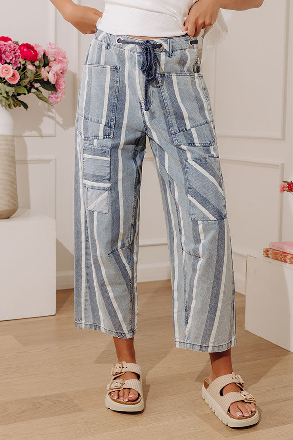 The Odelia Midrise Stripe Barrel Leg Jean Image - 1
