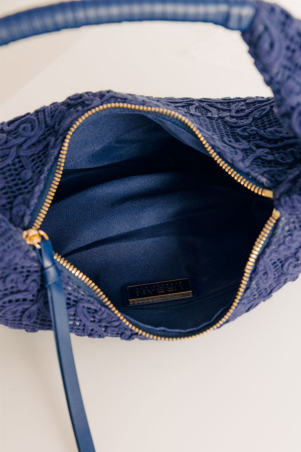 Micah Lace Hobo Bag in Navy Image - 3
