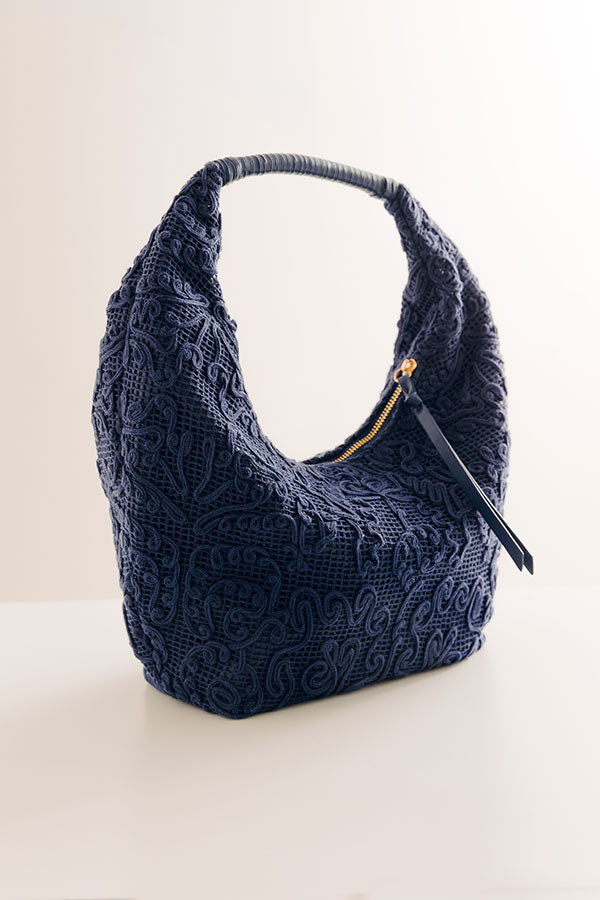 Micah Lace Hobo Bag in Navy Image - 2