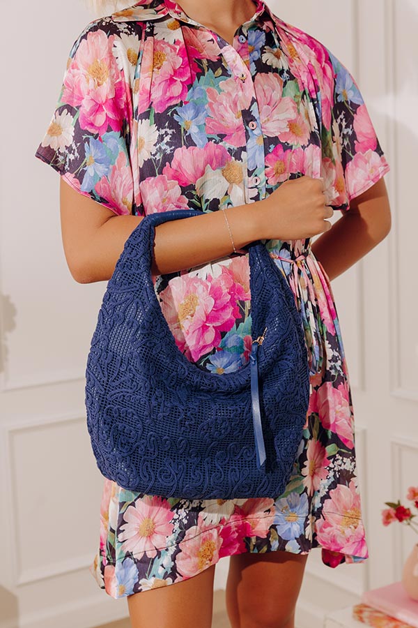 Micah Lace Hobo Bag in Navy Image - 1
