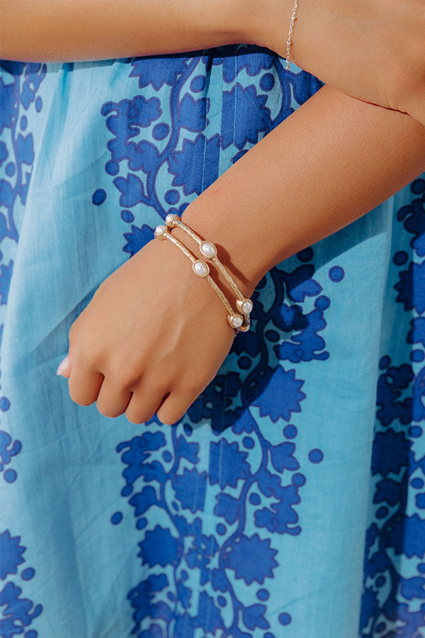 Amalfi Muse Bangle Bracelet Set in Pearl