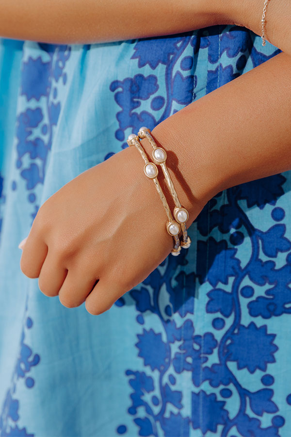 Amalfi Muse Bangle Bracelet Set in Pearl Image - 2