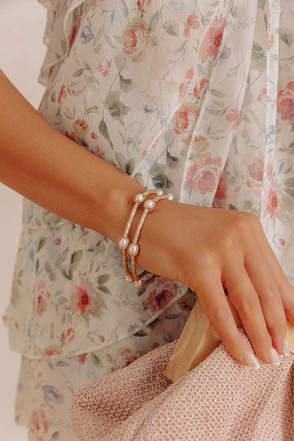Amalfi Muse Bangle Bracelet Set in Pearl