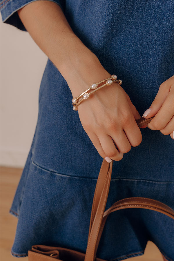 Amalfi Muse Bangle Bracelet Set in Pearl Image - 1