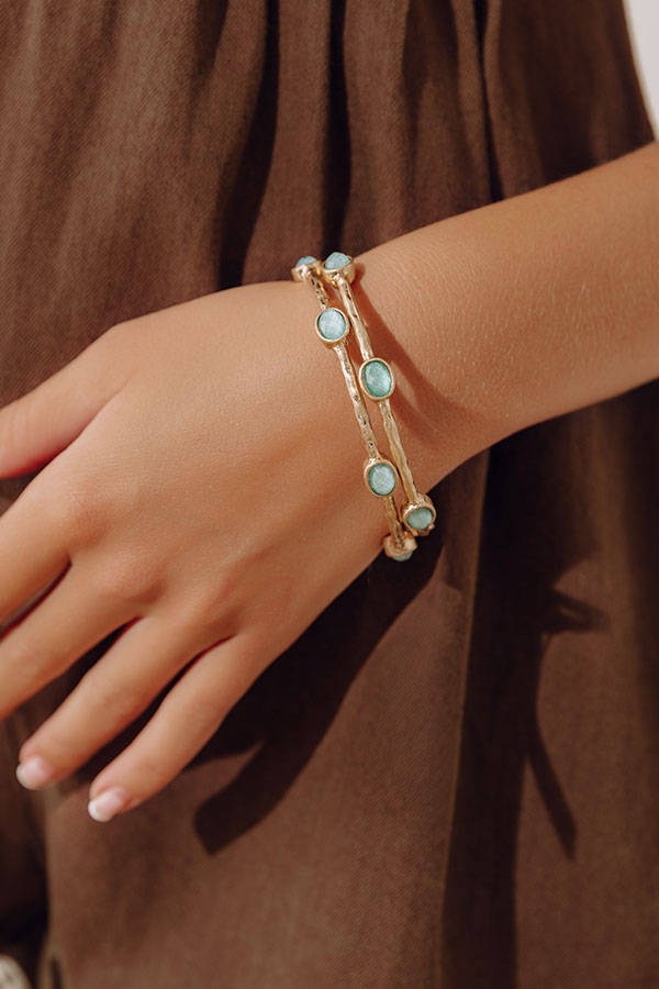 Amalfi Muse Bangle Bracelet Set in Seaglass Image - 2