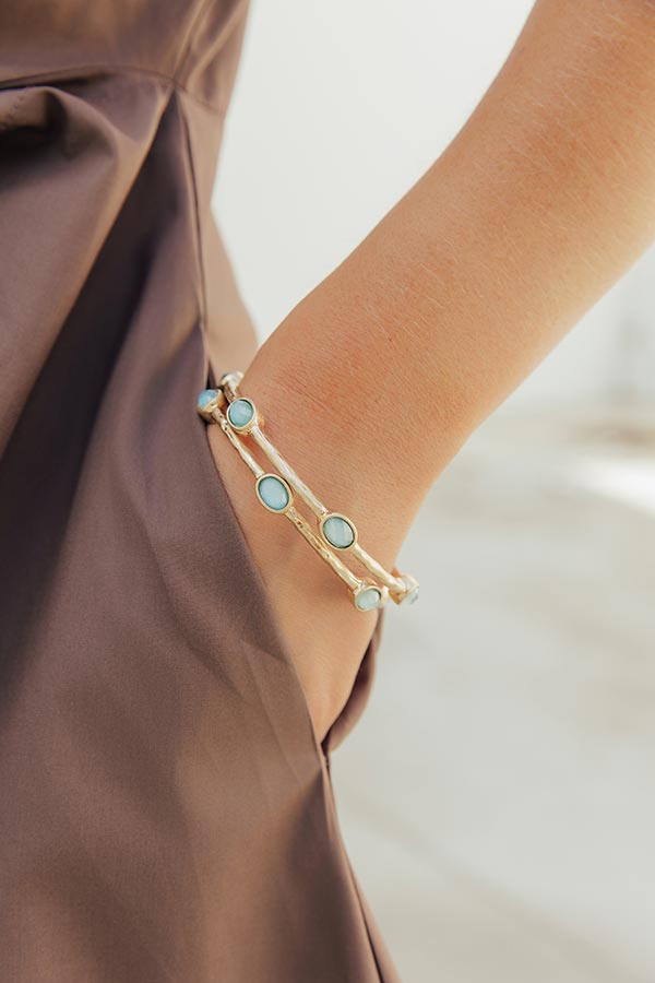 Amalfi Muse Bangle Bracelet Set in Seaglass Image - 3