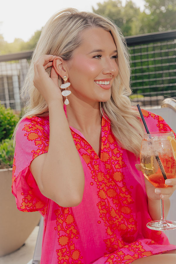 Bungalow Bound Drop Earrings in White Image - 1
