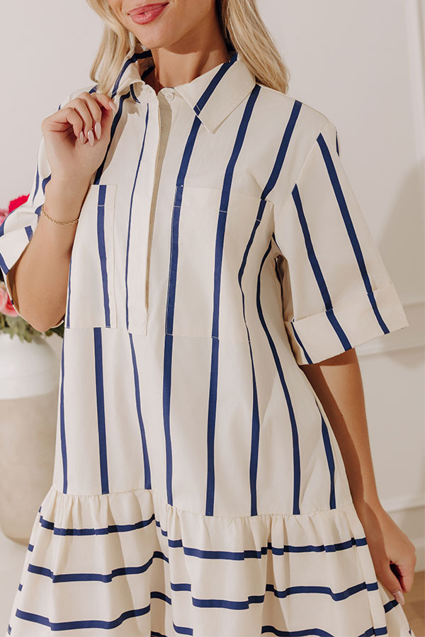 Yacht Day Stripe Mini Dress in Navy Image - 2