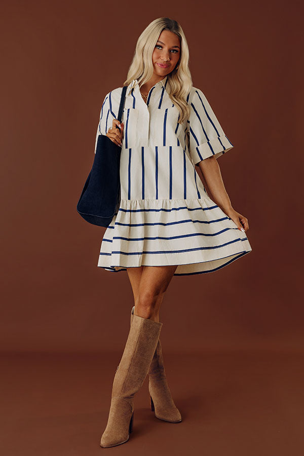 Yacht Day Stripe Mini Dress in Navy Image - 1