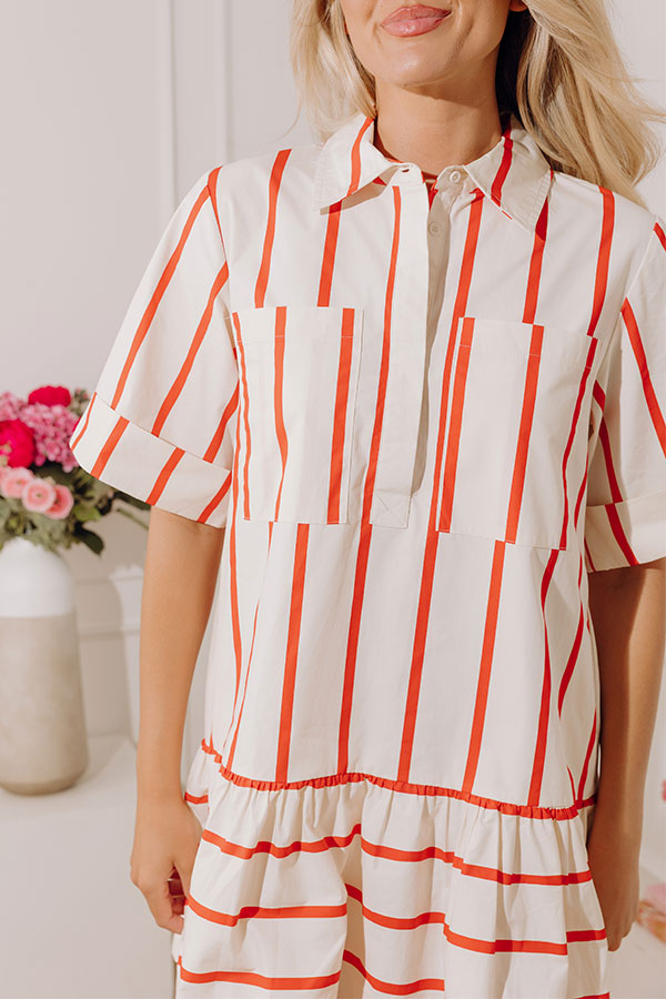 Yacht Day Stripe Mini Dress in Scarlet Image - 5