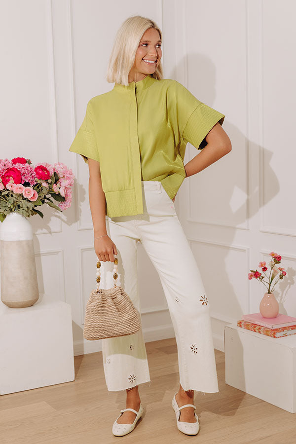 Modern Muse Button Down Top in Lime Punch Image - 5