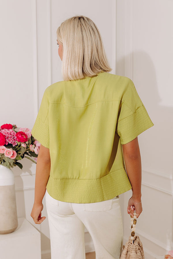 Modern Muse Button Down Top in Lime Punch Image - 4