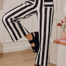 The Sabine High Waist Stripe Wide Leg Pants in Black Image - 1