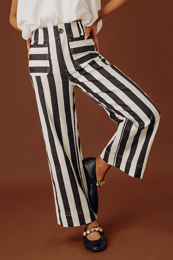 The Sabine High Waist Stripe Wide Leg Pants in Black Image - 2