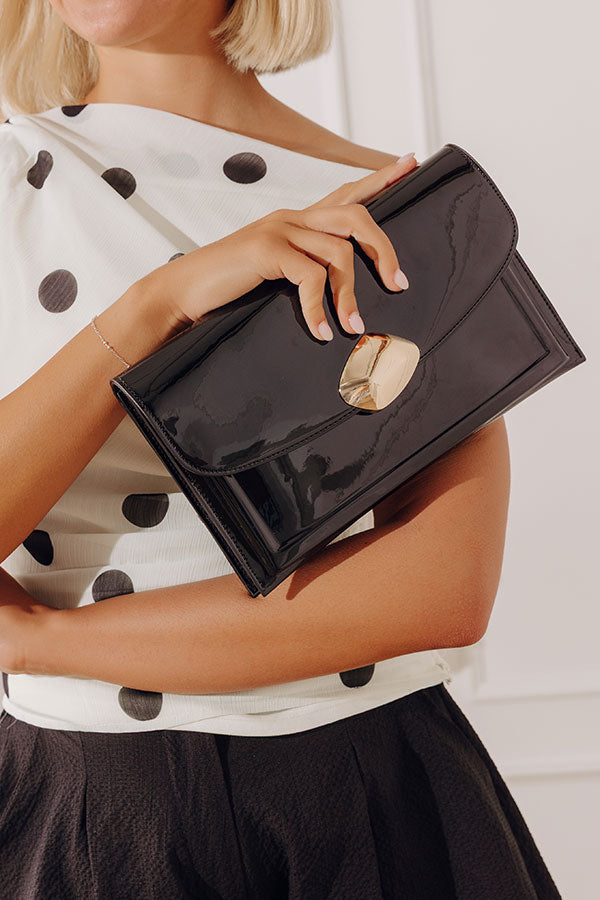 Evening Out Patent Clutch in Black